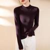 Women's Wool Blend Shirt with Half-High Collar & Long Sleeves - 2024 Autumn/Winter Style, Versatile for Layering