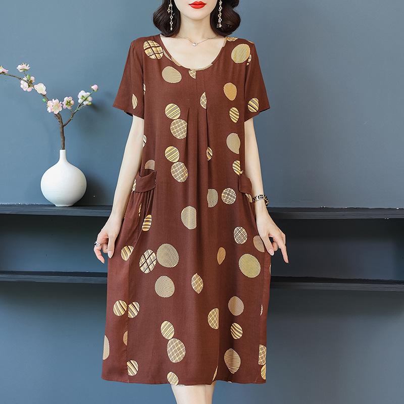 The New High-end Summer Good Cotton and Silk Dress Is Fattened and Enlarged, and Women's Clothing Is Suitable for Fat People's Skirts Dresses.