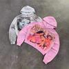 Unisex Round Neck Long Sleeve Loose Fit Hoodie Zip Up Streetwear Hip Hop Sweatshirt