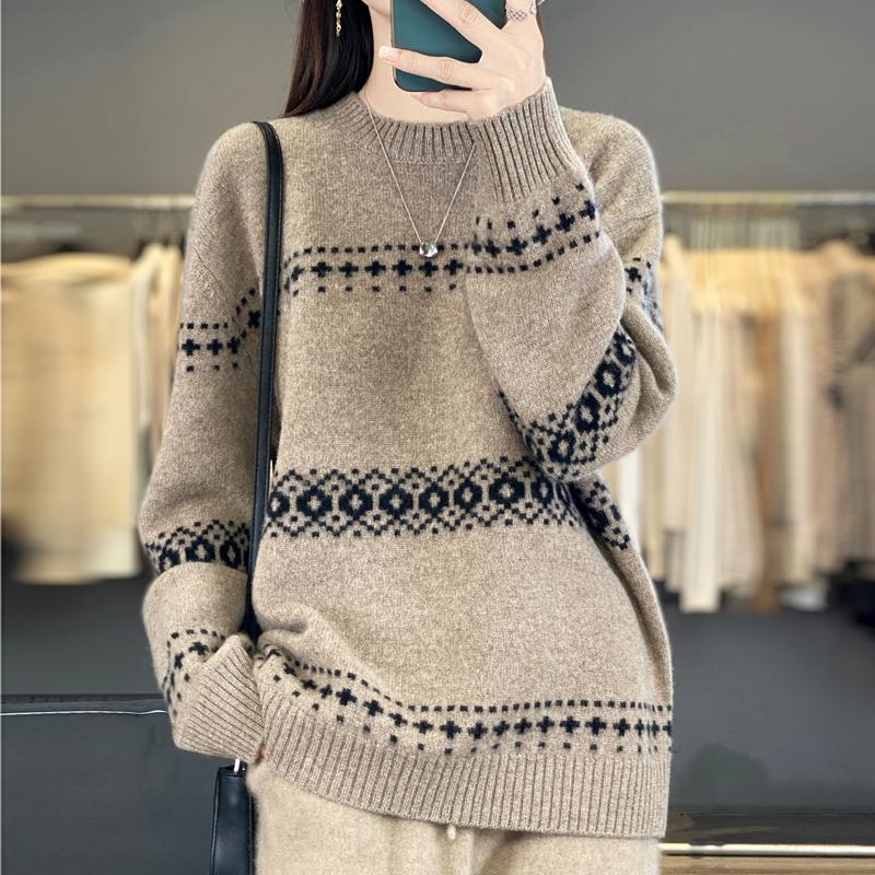 Women Sweater 100% Wool TIDENOVEL O-neck Knit Pullover Thick Winter Jumpers Female Knit Tops
