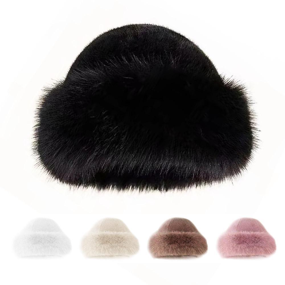 Winter Thick Warm Furry Beanie Hat Mongolian Style Ear Protection Plush Cap, Casual Solid Color Brimless Hat for Women Men