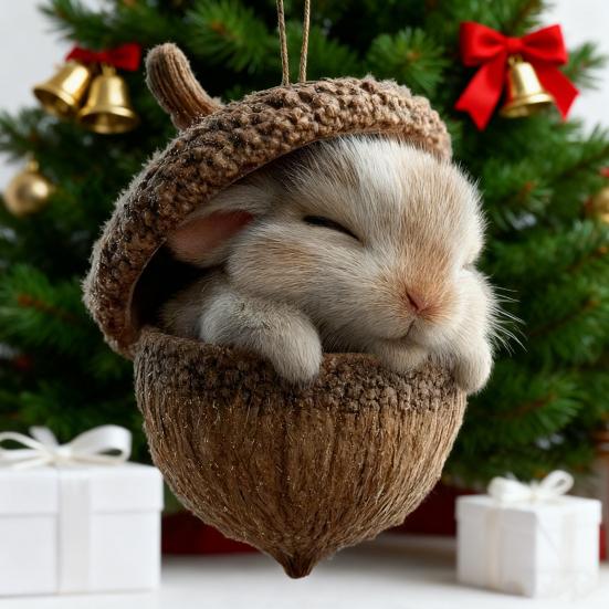 Ornements Gland Animaux de la Forêt Acrylique Pomme de Pin Animal Décoration d'Arbre de Noël Rustique sur le Thème de la Nature Décoration d'Intérieur pour les Amoureux des Animaux