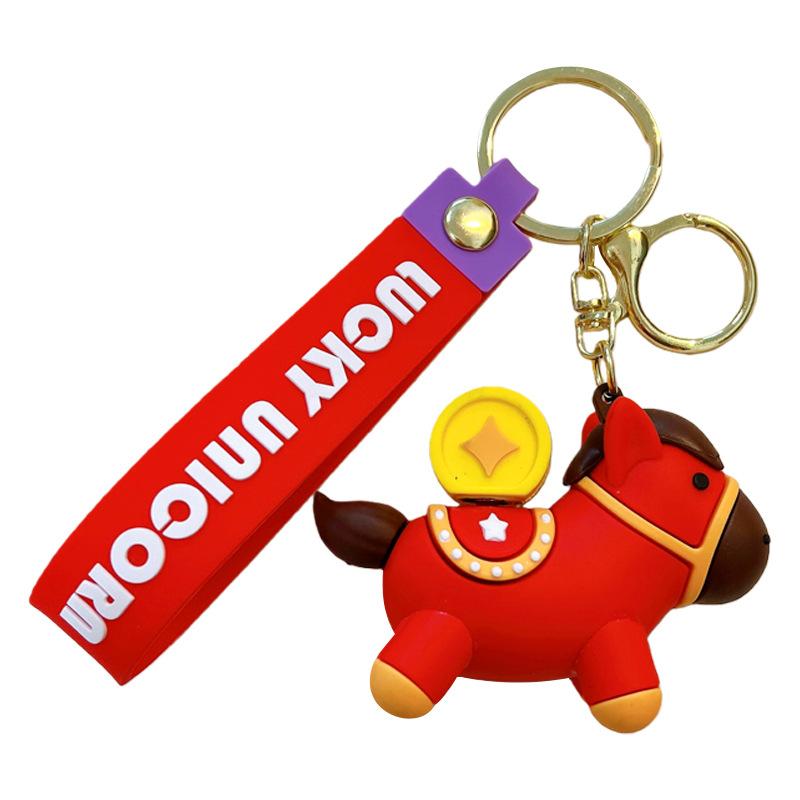 Fortune Spinning Pony Keychain Pendant Decompression Spinning Pony Doll New Year Gift Fortune Pony Bag Decor Pendant Keychain