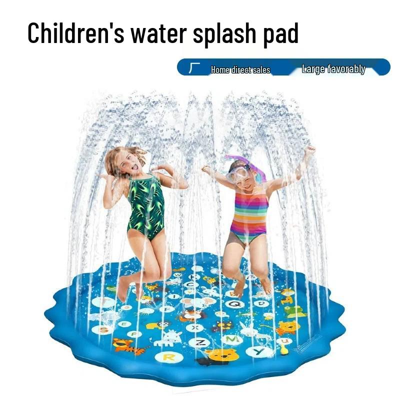 Sprinkler Pad: Verdickte PVC-Delfin- und Buchstaben-Design-Kinder-Außen-Wasserspielmatte, Haustierfreundlich