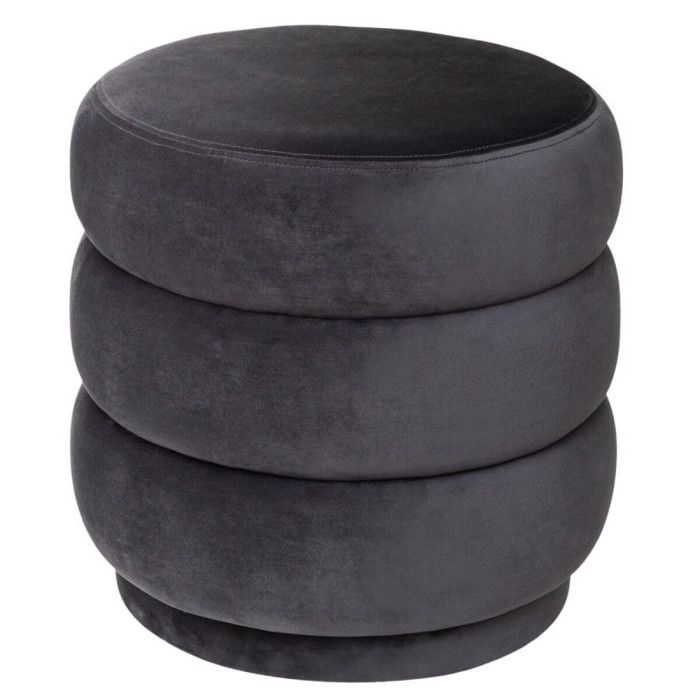 Pouf en velours "Sinan" Atmosphera - Gris foncé