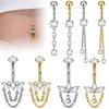 New G23 Titanium Chain-style Umbilical Ring Internal Threading Electroplated Marquise-cut Zircon Piercing Body