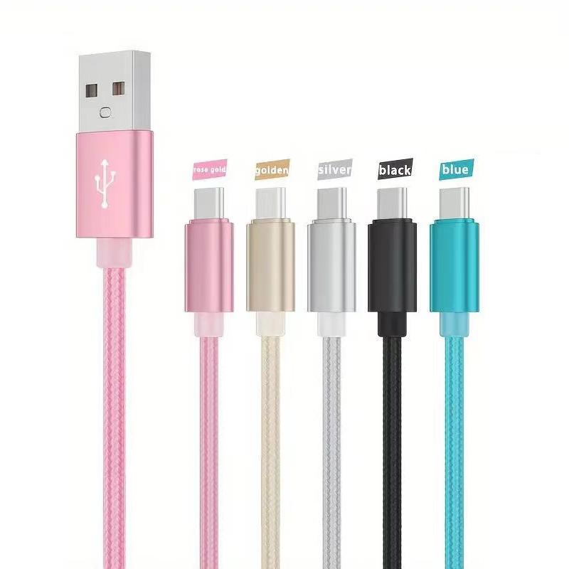 Nylon Braided USB Type C Fast Charger Phone Cable For Samsung M53 M33 A53 A33 5G S22 S21 Ultra Type C USB Fast Charging Cable