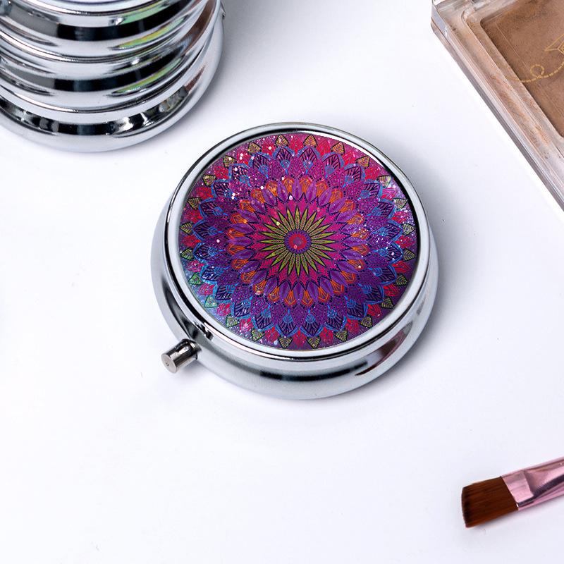 Runder Speicher mit 3 Fächern Einzelnes Fach Metall Kleine Medikamentenbox Schmuckschatulle Faltbar Tragbar Mini-Medikamentenbox