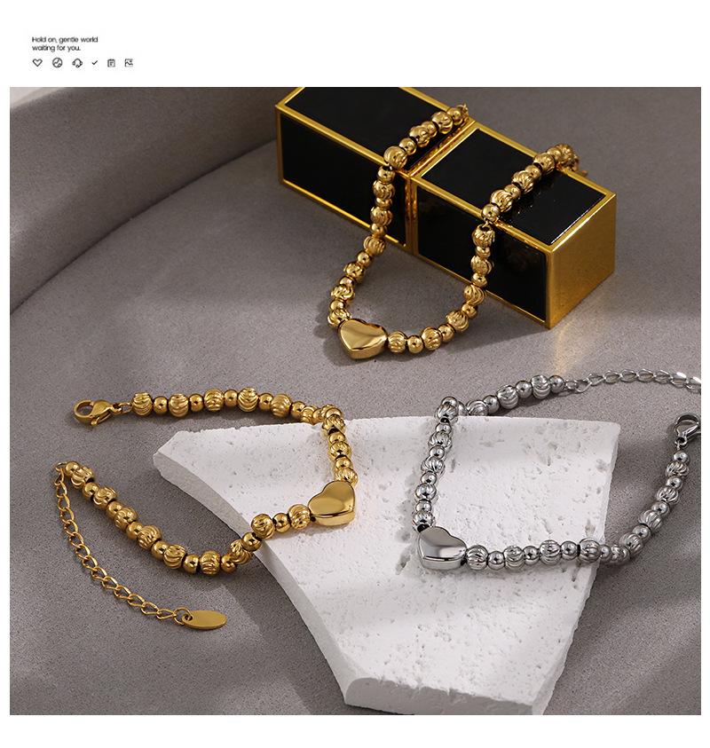 Elegant Heart & Round Bead Bracelet: European & American Style for Girls