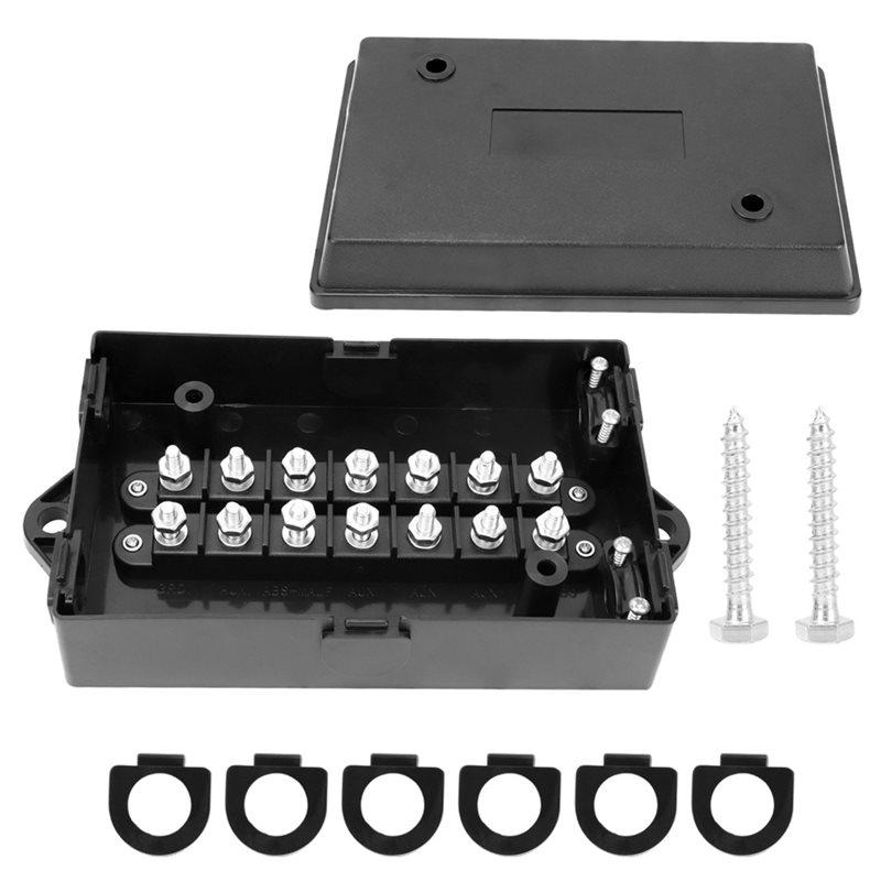 14 Terminal Junction Box For RV Boat Semi Trailer Wire Connector Junction Box Waterproof Distribution Splice Block чёрный