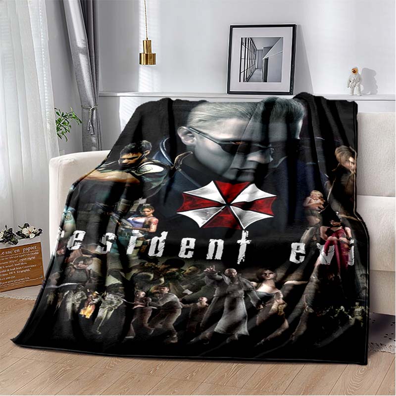 R-Resident Evil Game Gamer Soft Plush Blanket Leon Ada Red Umbrella Blanket for Living Room Bedroom Bed Sofa Picnic Office Cover