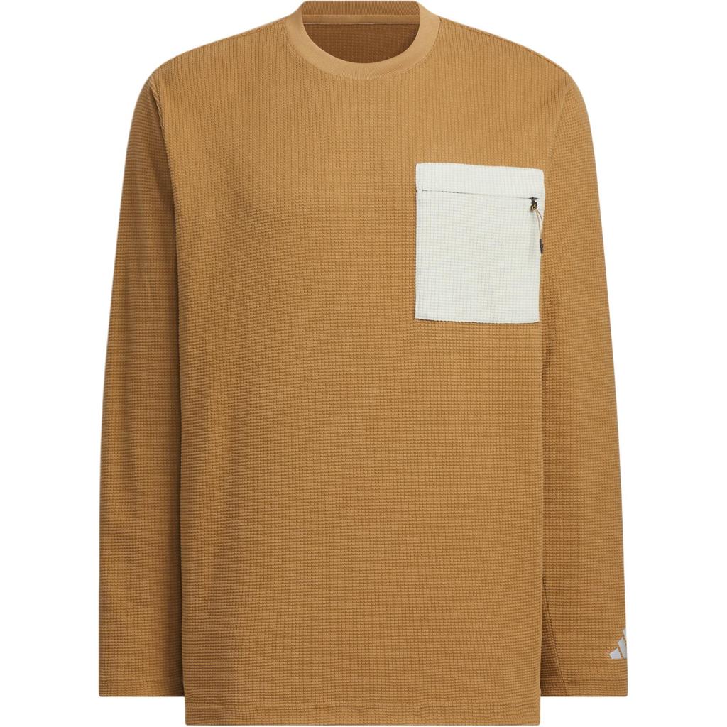 Adidas FW24 M Trans Tee Waffle Sports Casual Long Sleeve T-Shirt Men Tops Desert-Brown JX1786