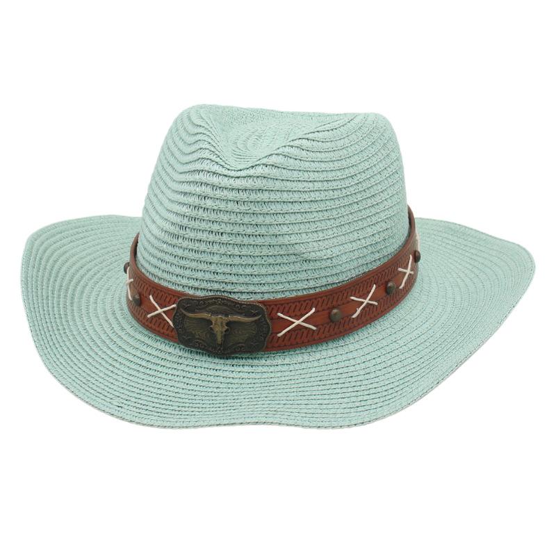 New adjustment soft denim straw hat ethnic style big brim top hat men's and women's outdoor sun hat