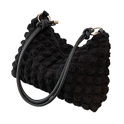 Women Handbag Sweet Adorable Puffy Bag Nylon Underarm Shoulder Bag for Shopping Dating Black Free
