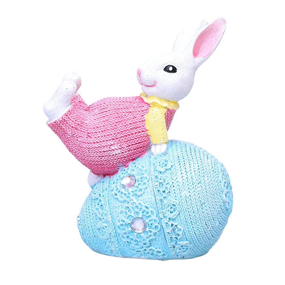 

Cute Rabbit Egg Hugging Statue Resin Crafts Bunny Desktop Ornament Holiday Festival Party Style 6
