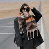 Simple Plaid Imitation Cashmere Scarf for Women Autumn and Winter New Pyramid Versatile Scarf Tassel Warm and Cold Proof Shawl