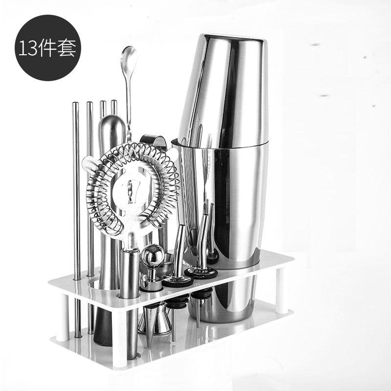 Stainless Steel Cocktail Shaker Set Bartender Kit Plastic Rack
