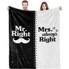Mr. & Mrs. Right Gifts Wedding, Bridal Shower, Engagement Gifts for Couples Compatible with 60x50" Blanket