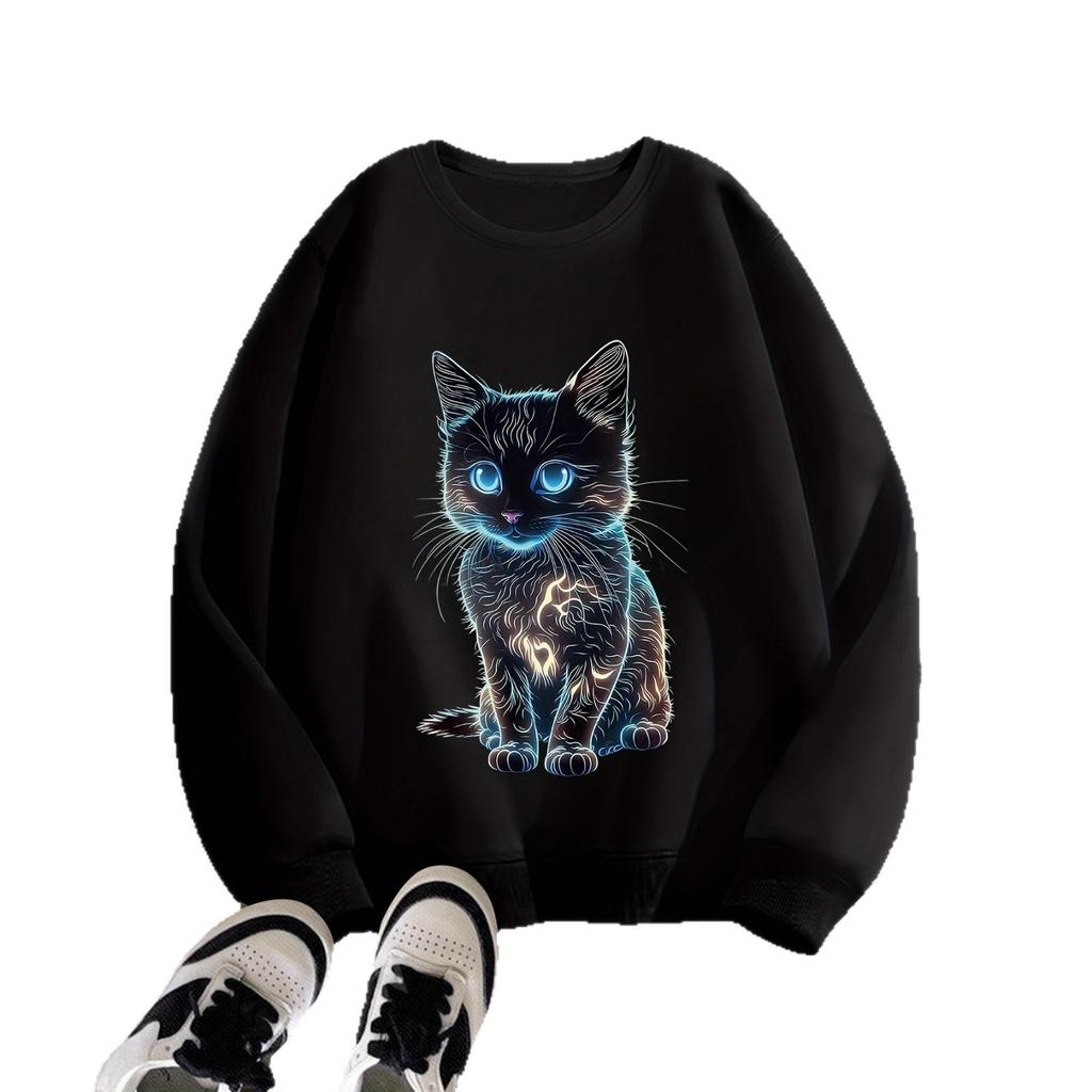 Süßer Mädchen-Kapuzenpullover mit Katzenmuster für den Herbst Kinder-Freizeit-Kapuzenpullover