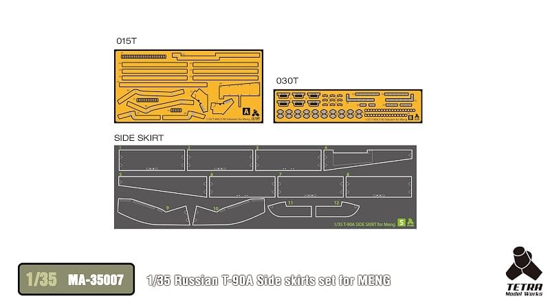 Tetra Model MA Series Russian Tank Side Skirt Set Plastic Model Parts MA3507 1/35 T-90A (MEN)