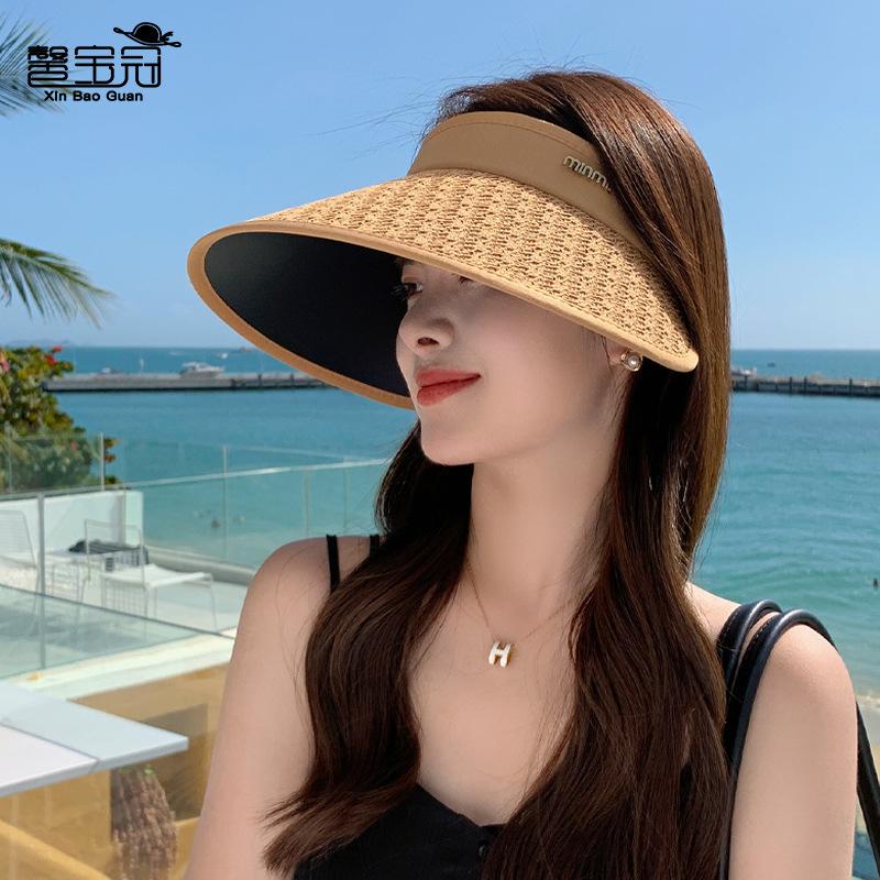 8493 Sommer-Sonnenschutzhut Damen Outdoor-Sport Leerer Oberteilhut Großer Schirm Radsport-Sonnenhut Vielseitiger Mode-Sonnenhut