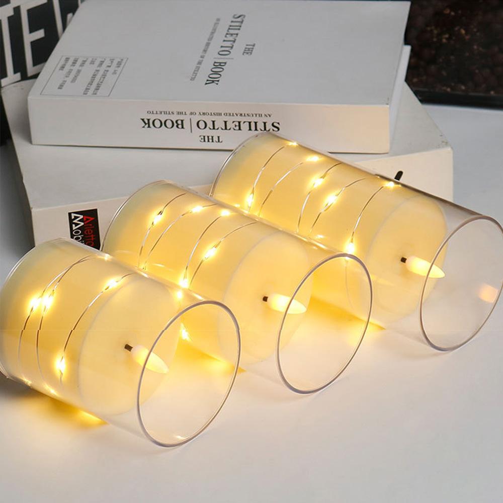 3 sztuki bezpłomieniowych świec LED z pilotem zdalnego sterowania, migoczące świece filarowe, świąteczne dekoracje na Halloween, lampa herbaciana