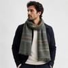 Tassel Winter Men's Scarves Cotton Linen Yarn-dyed Neckerchief  Wrap Casual Long Scarf  Outdoor