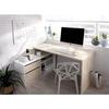 Reversible Corner Desk with Storage - Oak and White Decor - Essential - L 139 X D 92 X H 75 Cm