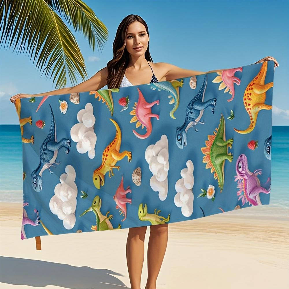 One Piece of Dinosaur-Themed Microfiber Bath Towel Gentle Highly Absorbent And Quick-Drying Perfect for Swimming Bathing