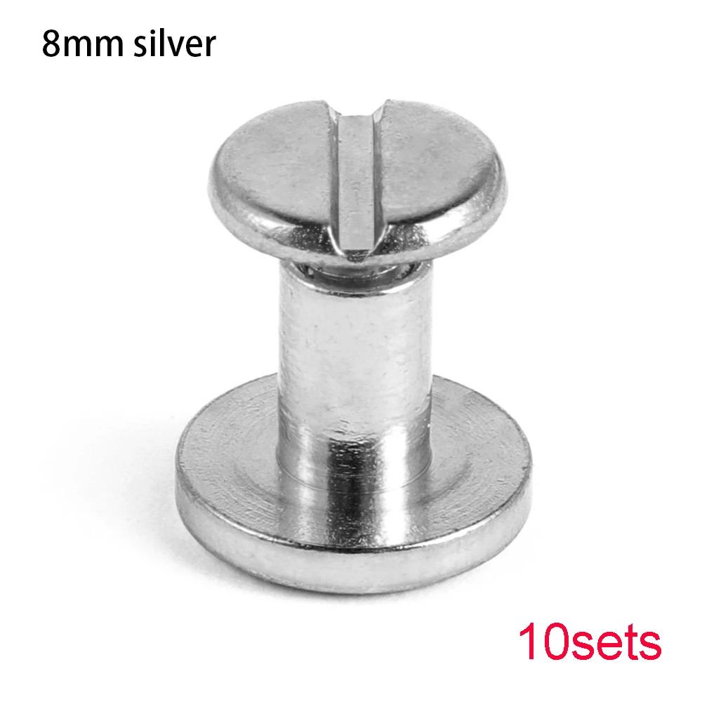 10sets Useful 10mm Solid Screw Nail Rivet Double Flat Head Belt/strap Rivets Luggage Leather Metal Craft High Quality