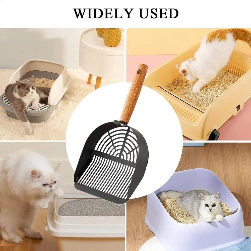 Stainless Steel Cat Litter Scoop Long Wood Handle Toilet Garbage Picker  Cleaning Tool