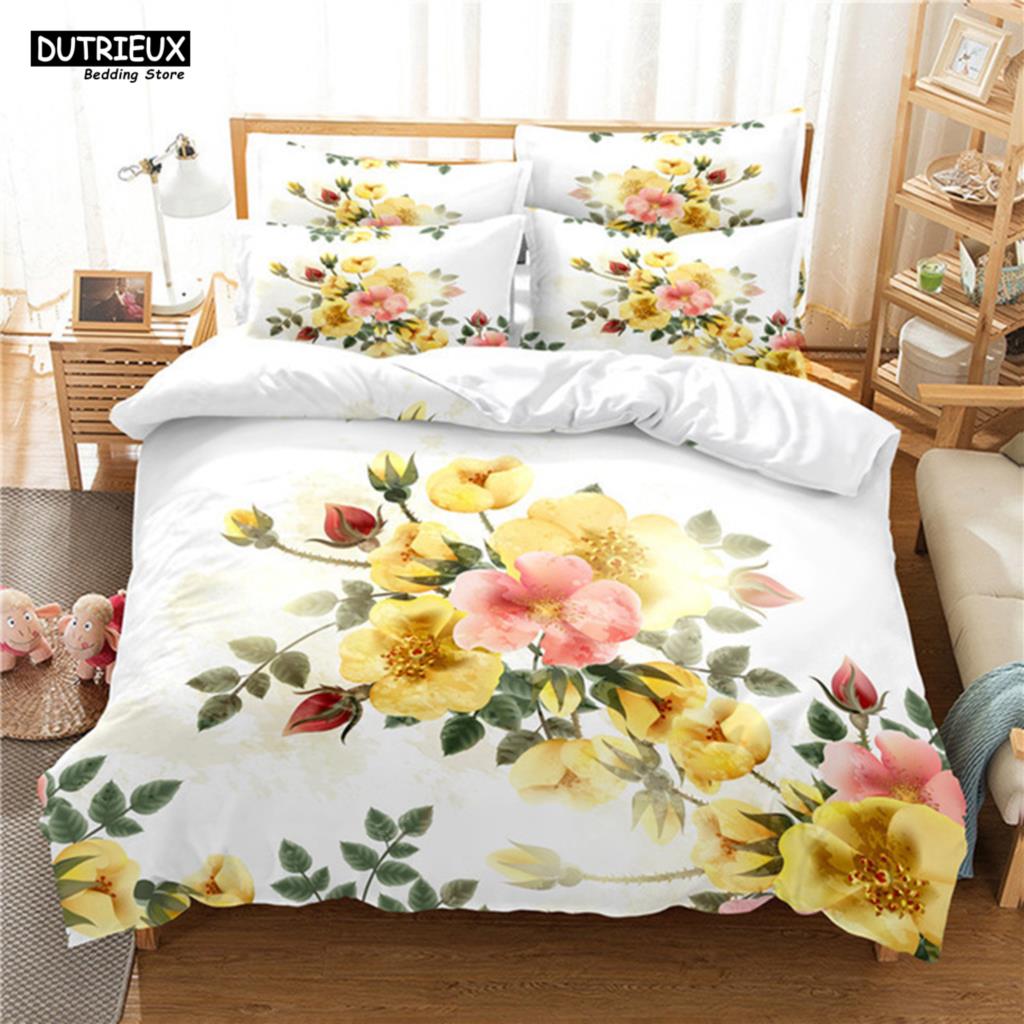 Roupa de Cama Estampada Flor de Amor 3D Conjuntos de Roupa de Cama de Poliéster Cobertores para Crianças Meninos Roupa de Cama para Adolescentes Conjunto de Roupa de Cama Tamanho King