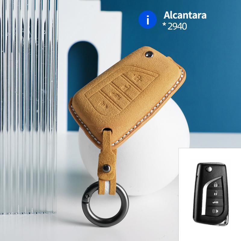 2 4 Button suede car key case cover protect shell Skin F For Toyota Corolla RAV4 C-HR Yaris Aygo Avensis Scion Vitz Flip Key