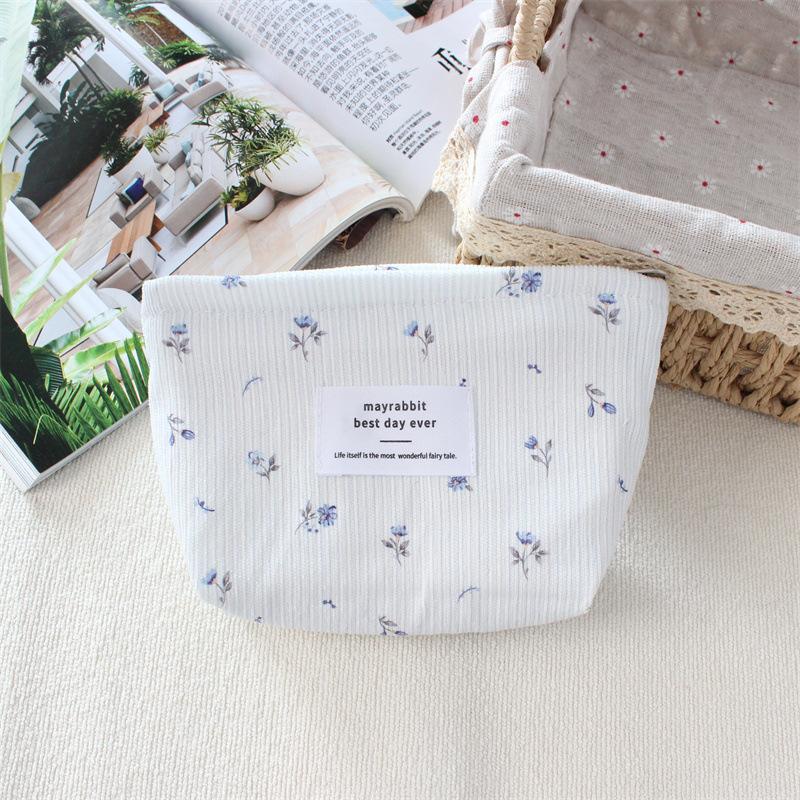 

Korean Corduroy Floral Makeup Bag Large Capacity Cosmetic Bags Travel Toiletry Bag Lipstick Case Clutch Purse Women Daily Use