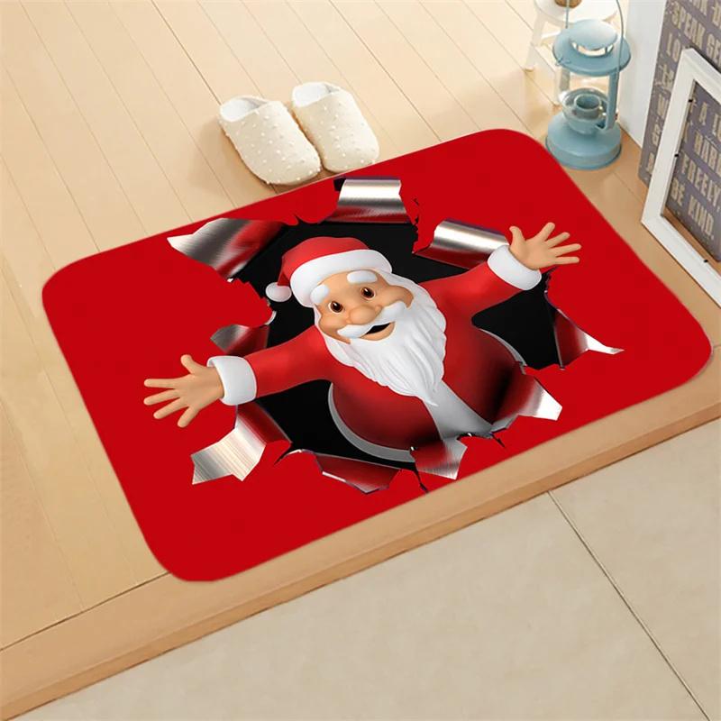 Merry Christmas Doormat Decorative Holiday Front Door Mat Funny Cartoon Character Felt Door Rugs for Indoor Outdoor Carpet