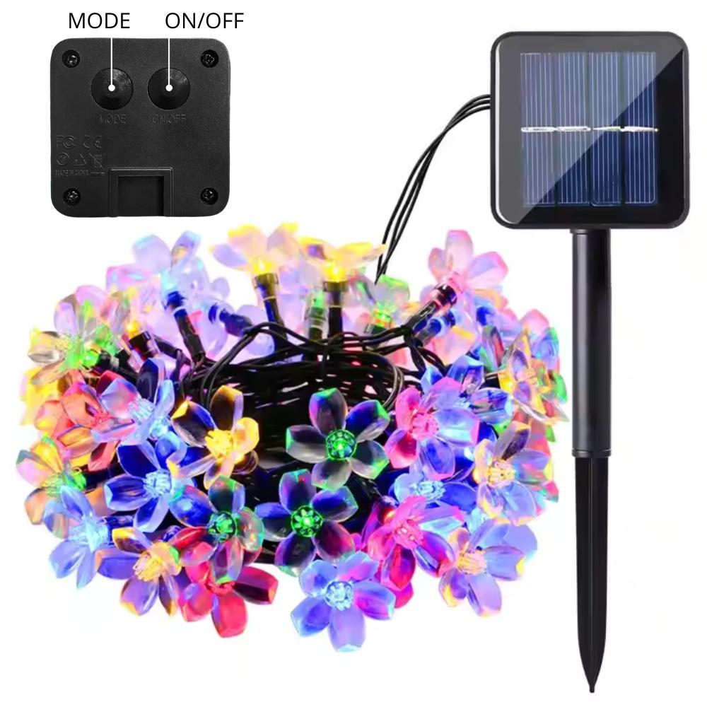 Solar LED garland multicolor solar flowers for the terrace or garden 50 LED