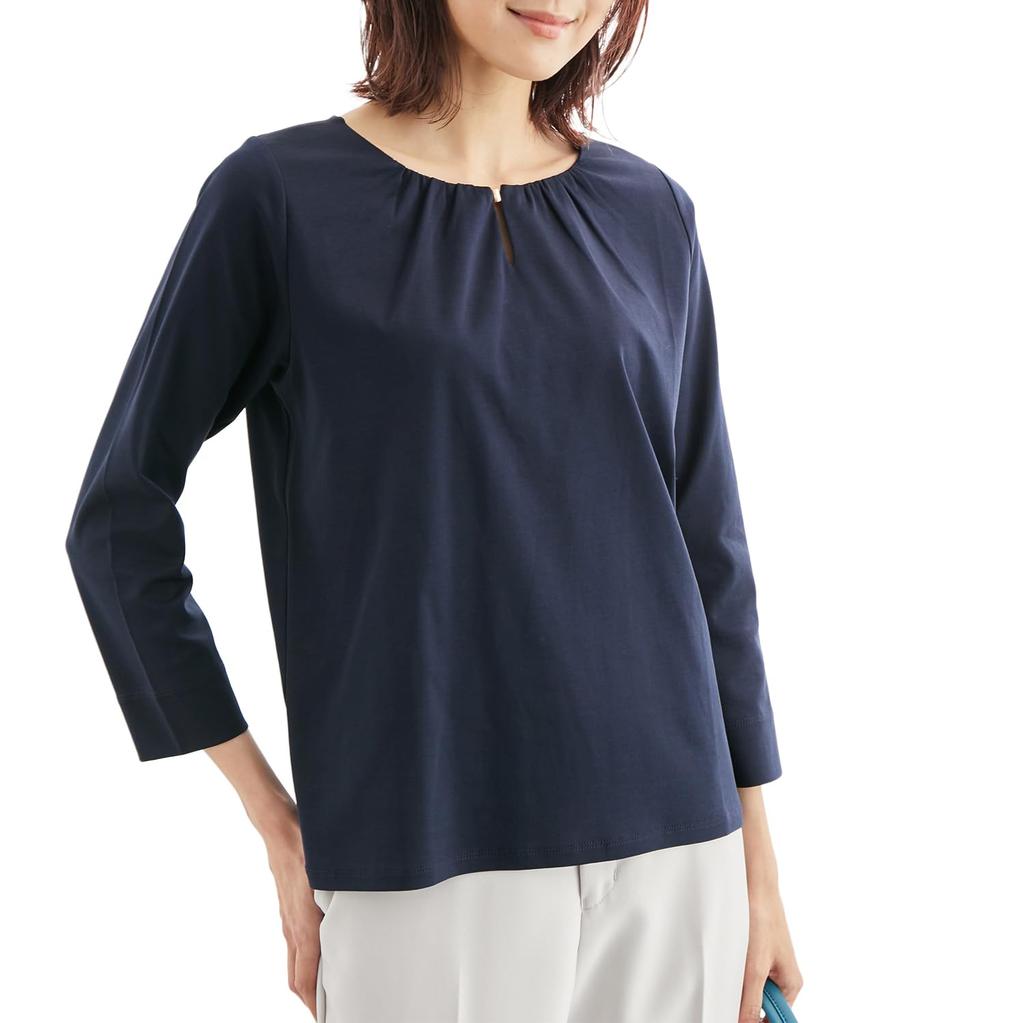ROPE PICNIC Ponte Navy Size 40 Women's Gold-Patterned Top, (GDM13100),