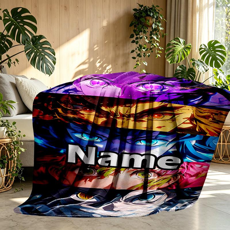Custom Name Personalized Demon Slayer Print Blanket, Home Decor, Bedroom, Sofa, Camping, Couch, Gifts for Birthday Christmas