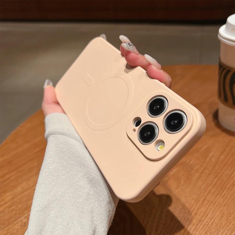for Magsafe Magnetic Wireless Charging Case for iPhone 16 15 14 13 12 11 Pro Max Mini XR XS Soft TPU Liquid Silicone Back Cover