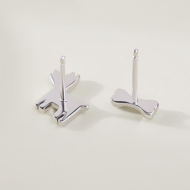 Asymmetric Dog Bone Shape Stud Earrings Cute Fashion Jewelry For Women