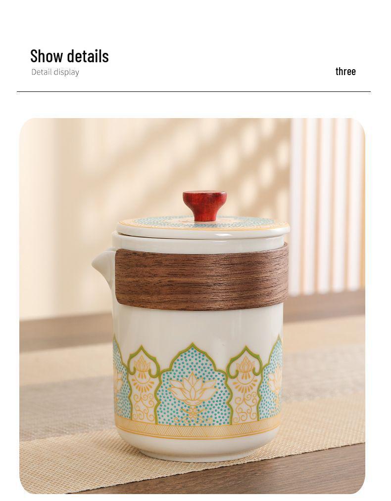 Portable Ceramic Gaiwan Tea Set - Customizable Chinese Style for Outdoor Camping, Business Souvenir with Logo.