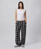 Beodeonteu Check Layered Single-Pleat Wide Pants [Black]