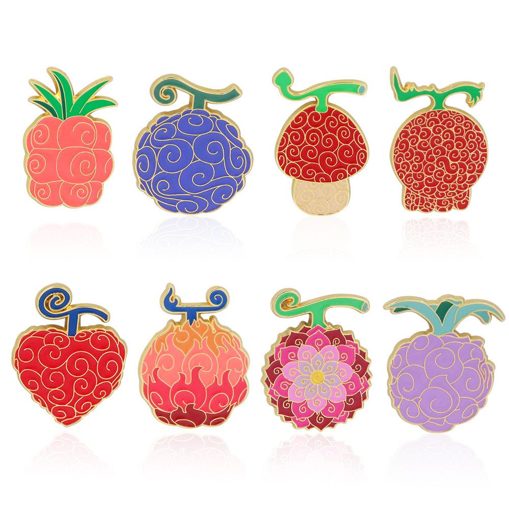One Piece Devil Fruit Brooch - Ace Flame & Rubber Fruit Badge Jewelry