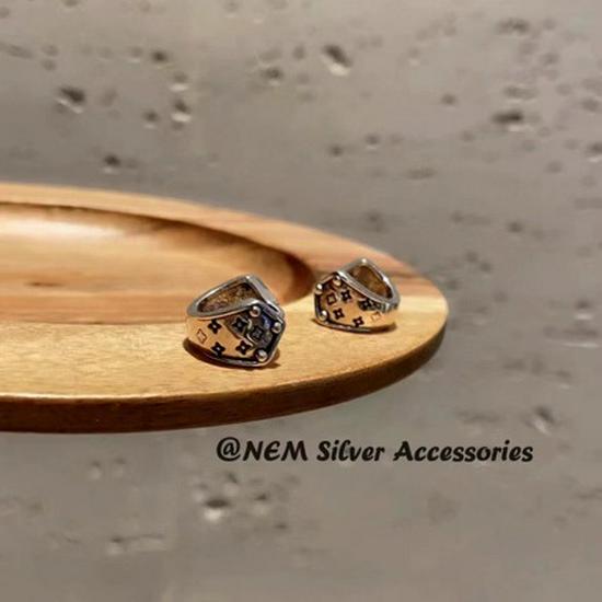 Korėjietiško stiliaus S925 prabos sidabro sendinto retro gėlių temperamento auskarai-vinutės