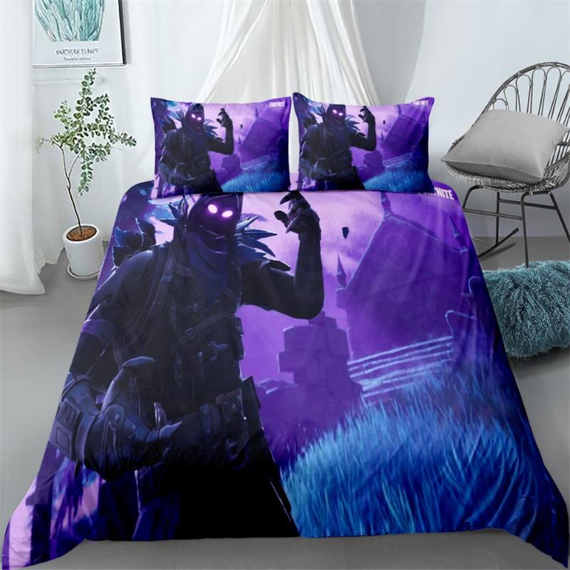 Ensemble de literie Fortnite Housse de couette Taie d'oreiller Décoration dessin animé de jeu Couvre-lit Housse de couette de chambre Ensemble de literie Cadeau de Noël pour enfants
