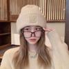 Windproof Warm Hat Solid Color Knitted Cap Winter Warm Beanies  Women