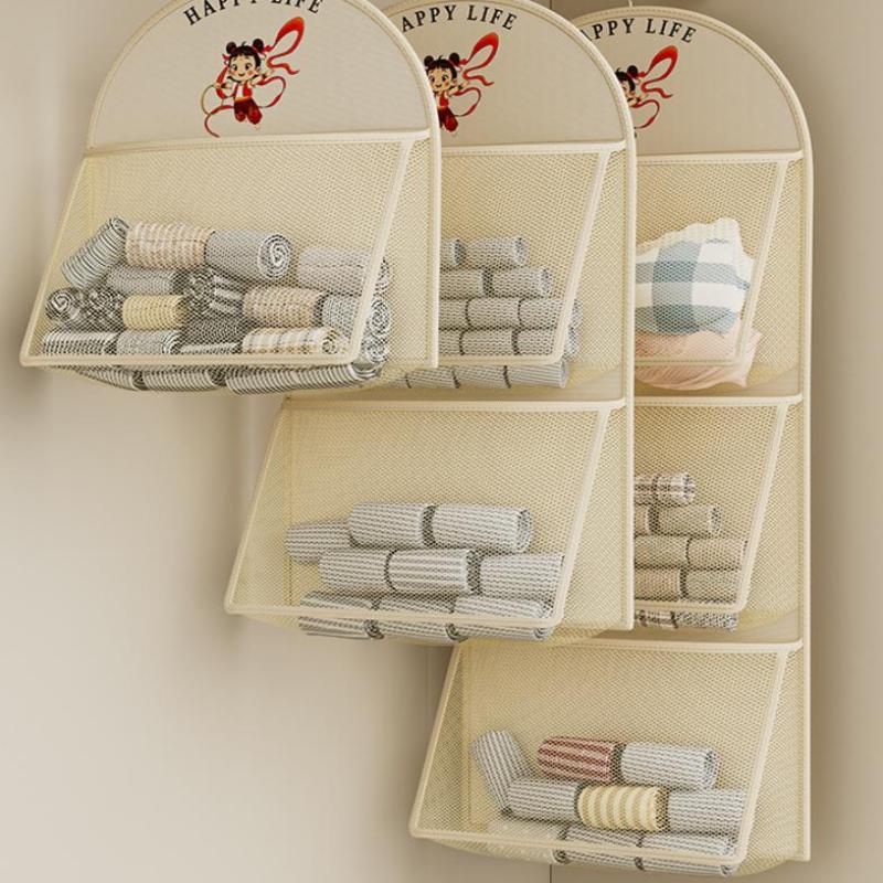 2/3-lagige Aufbewahrungstasche mit großem Fassungsvermögen, Netzbeutel zur Aufbewahrung von Unterwäsche und Socken, atmungsaktiver Schrankorganizer mit Kleiderbügel