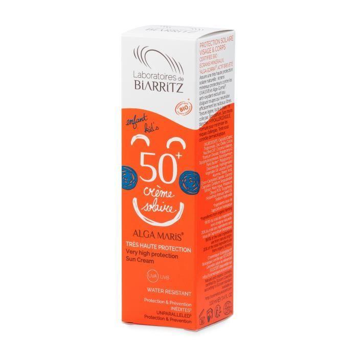Crème solaire - les laboratoires de biarritz - alga maris - spf50+ - bio - enfant - 100 ml