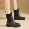 Women's Elastic Mid-Calf Waterproof Fashion Rain Boots - Wear-Resistant, Non-Slip, Height-Increasing, Solid Color.