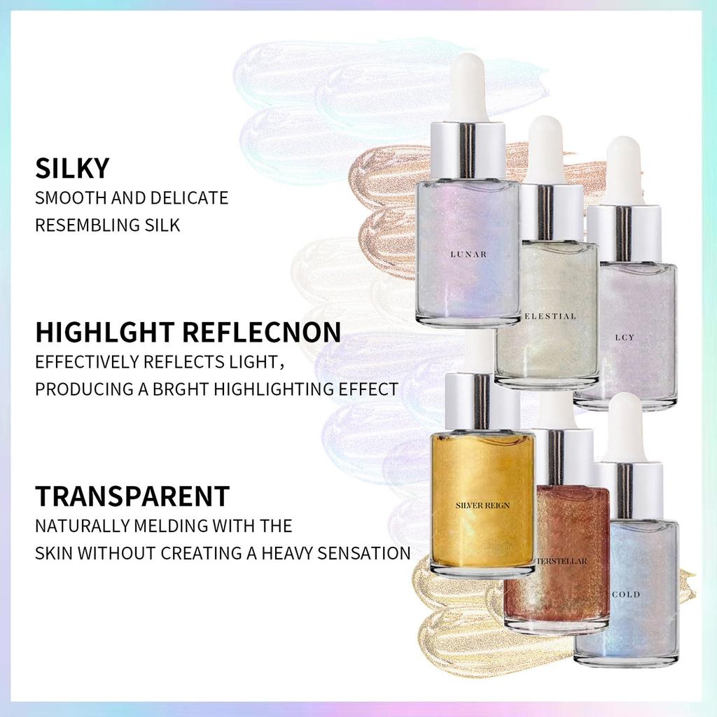Body Shiny Oil Moisturizing Long Lasting Body Luminizer Face Brightening Liquid Shiny Body Glow Body Glitter Oil Highlighter Summer Glowing 30ml